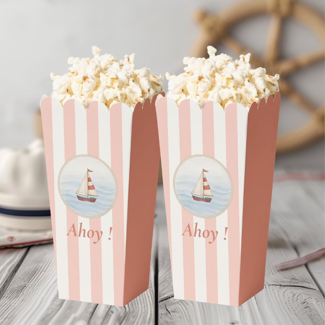 Caja Para Regalos Ahoy Nautical Birthday | Banda roja y velero (Subido por el creador)