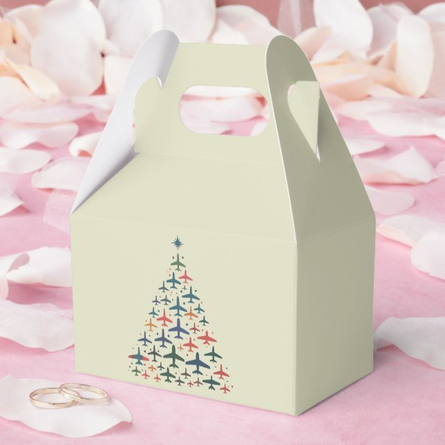 Caja Para Regalos Airplane Christmas Tree Retro Pilot Flying Flight  (Boda)