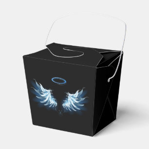 Caja Para Regalos Alas del Ángel Azul brillante sobre fondo negro