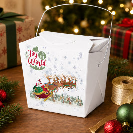 Caja Para Regalos Alegría al mundo Santa trineo Navidad