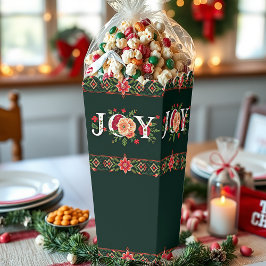Caja Para Regalos alegría frontera floral de Navidad palomitas de ma