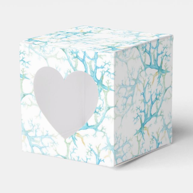 Caja Para Regalos Algas marinas azules y amarillas y náuticas corale (Anverso)