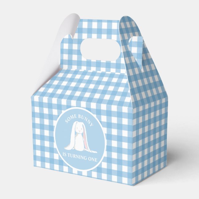 Caja Para Regalos Algún conejo es uno cumpleaños azul Gingham (Front Side)