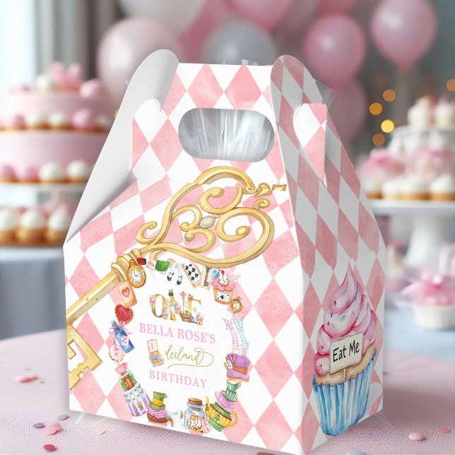 Caja Para Regalos Alice in Wonderland 1st birthday Pink  (Subido por el creador)
