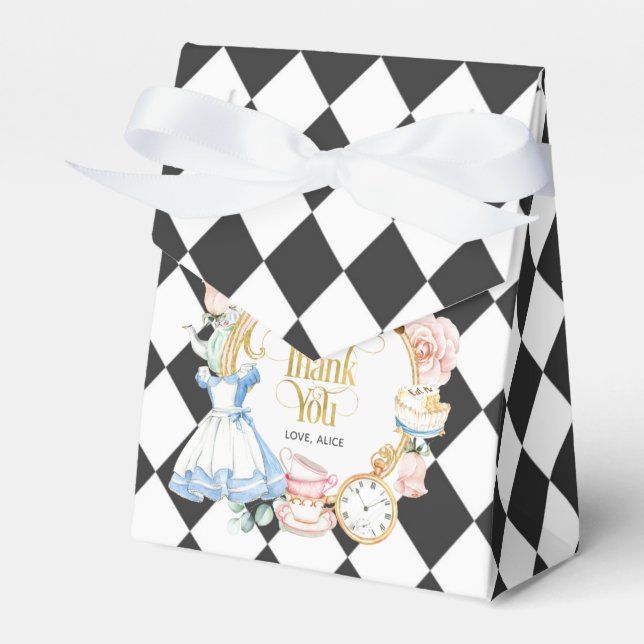 Caja Para Regalos Alice tea fiesta wonderland cumpleaños púrpura fav (Front Side)