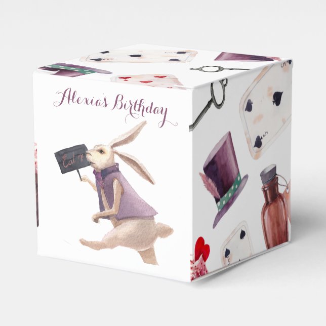 Caja Para Regalos Alicia en margarita acuarela de maravilla (Costado Anverso)