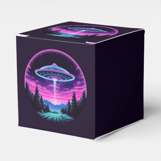 Caja Para Regalos Alien Spaceship Retro Futurista (Costado Anverso)