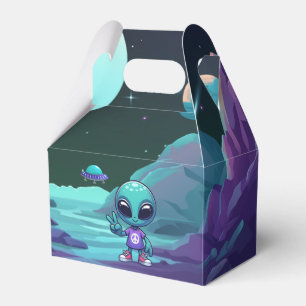Caja Para Regalos Alien y barco espacial por la paz