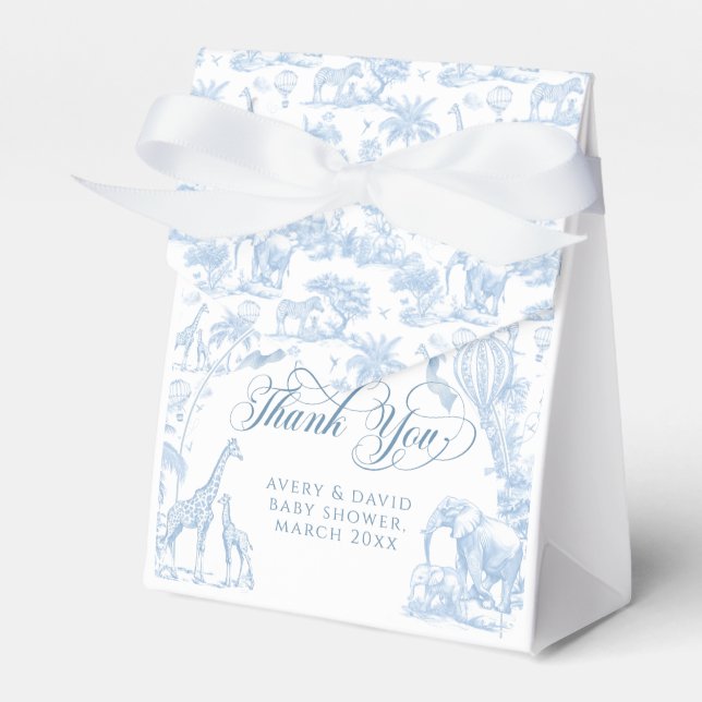 Caja Para Regalos All Blue Toile Safari Animal Baby Shower (Front Side)