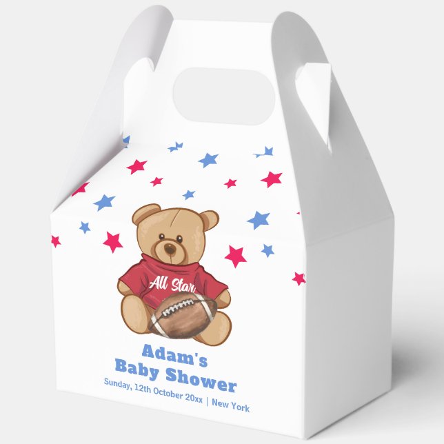 Caja Para Regalos All Star Teddy Bear Football Sport Baby Shower  (Anverso)