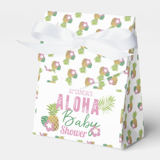Caja Para Regalos Aloha Baby Chica Rosado y Verde Tropical Baby Show (Front Side)