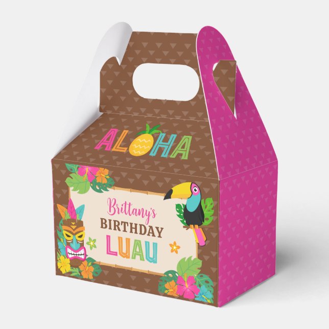 Caja Para Regalos Aloha Luau Hawaiano Cumpleaños Tropical (Front Side)