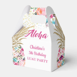 Caja Para Regalos Aloha Tropical Pineapple Pink Floral Cumpleaños