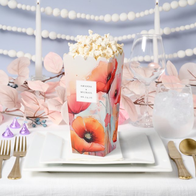 Caja Para Regalos Amapolas acuarela rojas en una boda de campo (Boda)