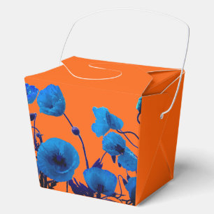 Caja Para Regalos Amapolas Florales Acuarela Azul Flores Verano Atar