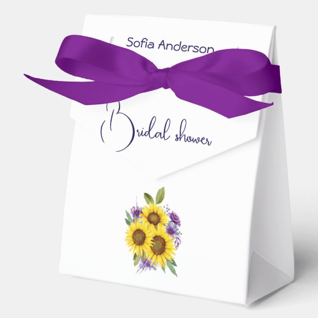 Caja Para Regalos Amarilla flor silvestre púrpura acuarela  (Anverso)