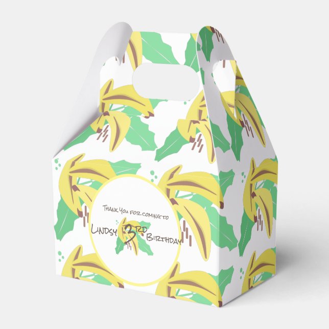 Caja Para Regalos Amarillo de plátano retro cumple tres años (Front Side)
