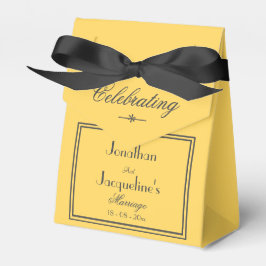 Caja Para Regalos Amarillo Soleado Elegante Chic Boda Nombres Negro