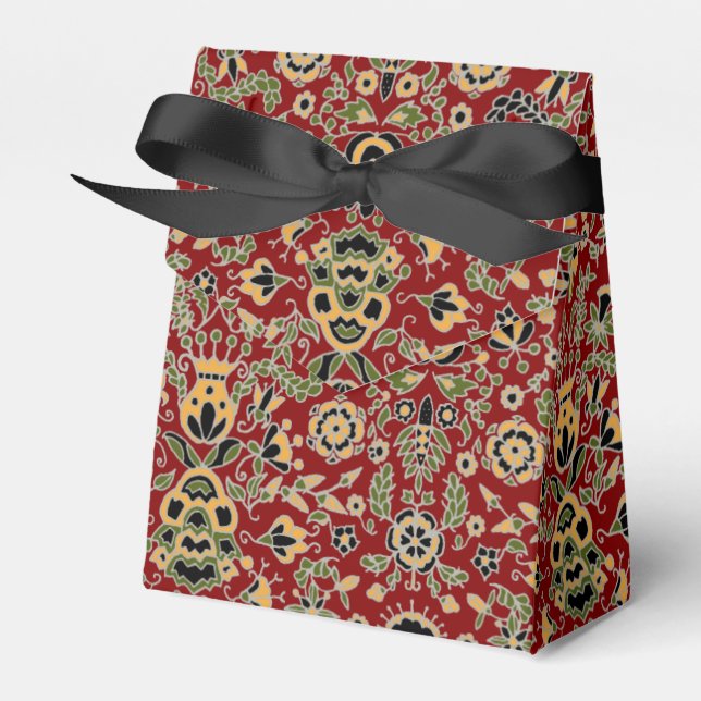 Caja Para Regalos Amarillo, verde, negro sobre rojo profundo (Front Side)