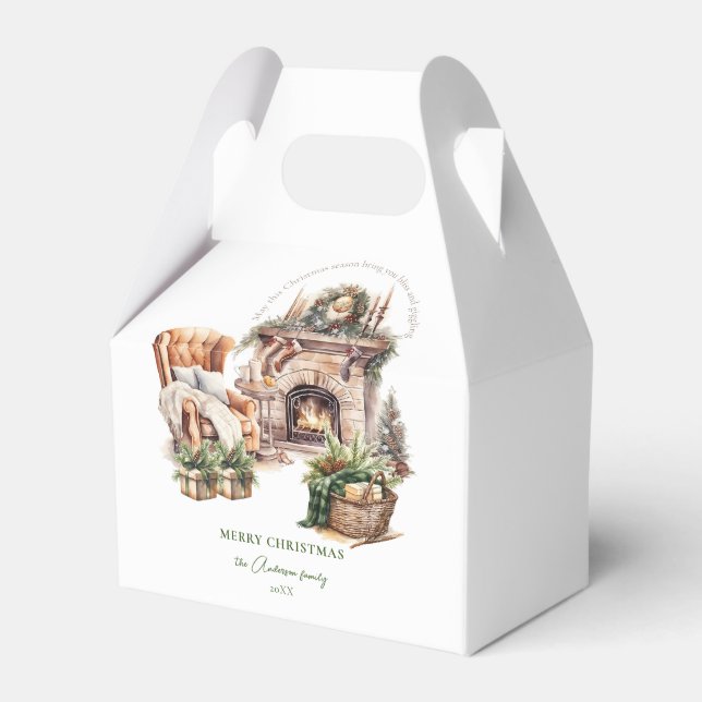 Caja Para Regalos Ambiente de Navidades acuarelas Personalizado (Front Side)