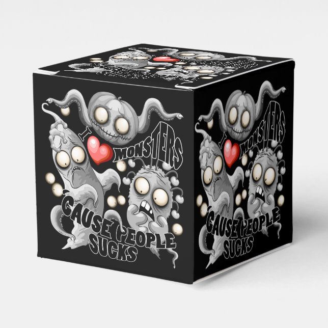 Caja Para Regalos Amo a los monstruos porque la gente se acosa (Costado Anverso)