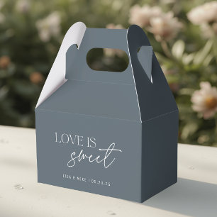 Caja Para Regalos Amor Dulce Boda de Acero Azul Moderno