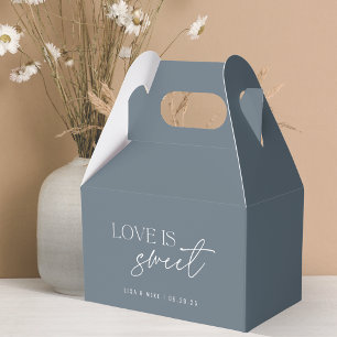 Caja Para Regalos Amor Dulce Boda de Acero Azul Moderno