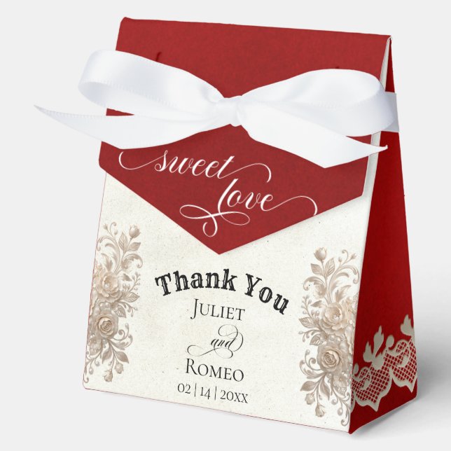 Caja Para Regalos Amor Dulce Rústico - Rojo (Anverso)