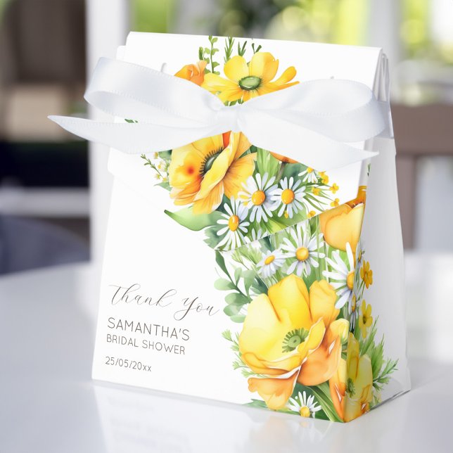 Caja Para Regalos Amor en flor primavera verano ducha de novias (Love in bloom spring summer bridal shower favor box bridal shower favors yellow wild daisy buttercup)