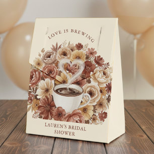 Caja Para Regalos Amor en Infusión Café Marrón Floral Corazón Nupcia