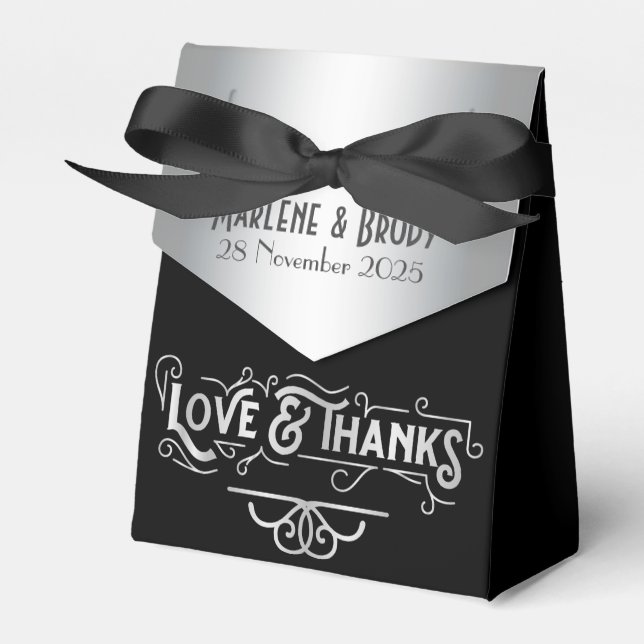 Caja Para Regalos Amor y gracias 25 años Boda Silver (Front Side)
