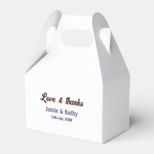 Caja Para Regalos Amor y gracias pareja nombre fecha púrpura naranja