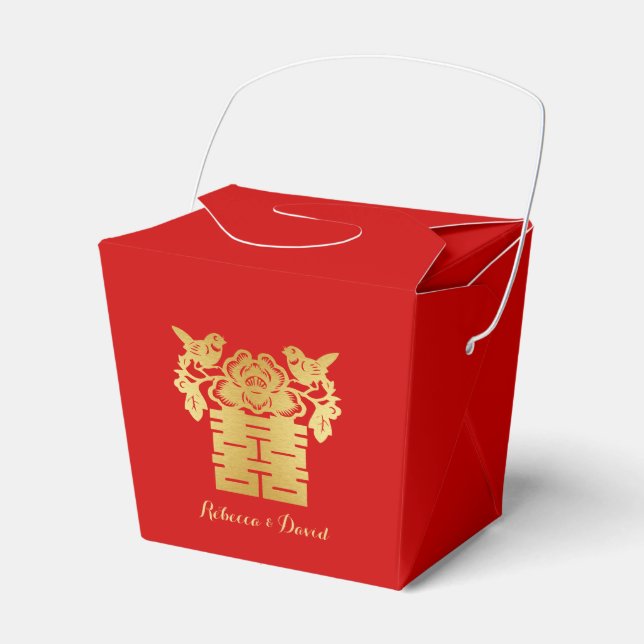 Caja Para Regalos Amores chinos rojos y dorados doble felicidad (Front Side)