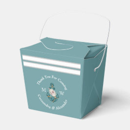 Caja Para Regalos Ancla floral de temática náutica Aqua blanca azul 