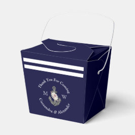 Caja Para Regalos Ancla floral de temática náutica Favo azul de la M