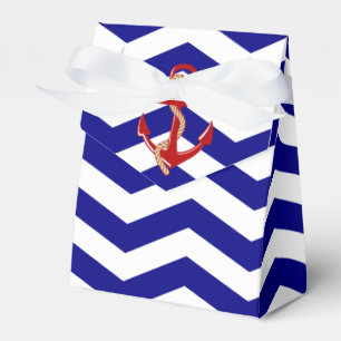 Caja Para Regalos Anclaje Rojo Tiras De Chevron Náutico