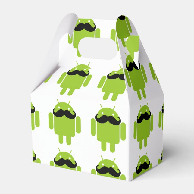 Caja Para Regalos Android Robot Whimsical Mustache Style (Front Side)