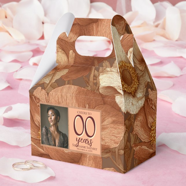 Caja Para Regalos Anémona Flor Cumpleaños 40 Boho (Boda)