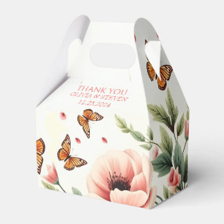 Caja Para Regalos Anémona rosa, mariposas florales Gracias boda