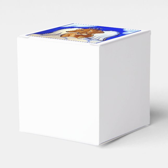 Caja Para Regalos Ángel Dachshund Rojo (Costado Anverso)