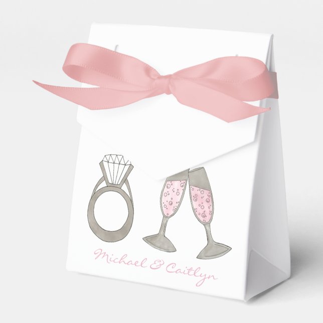 Caja Para Regalos Anillo de diamantes Boda personalizado de champagn (Front Side)