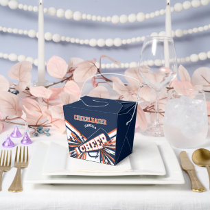 Caja Para Regalos animador en azul, Naranja y blanco