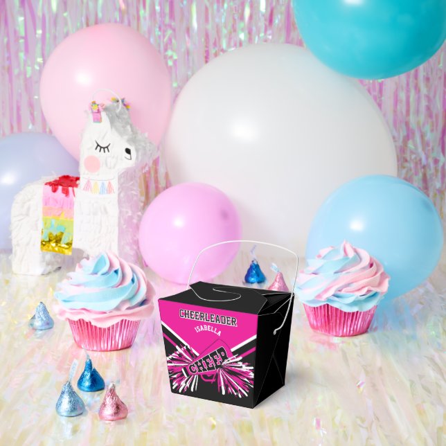 Caja Para Regalos animador en rosa caliente, blanco y negro (Fiesta)