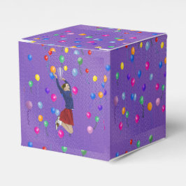 Caja Para Regalos Animador, morado y globos