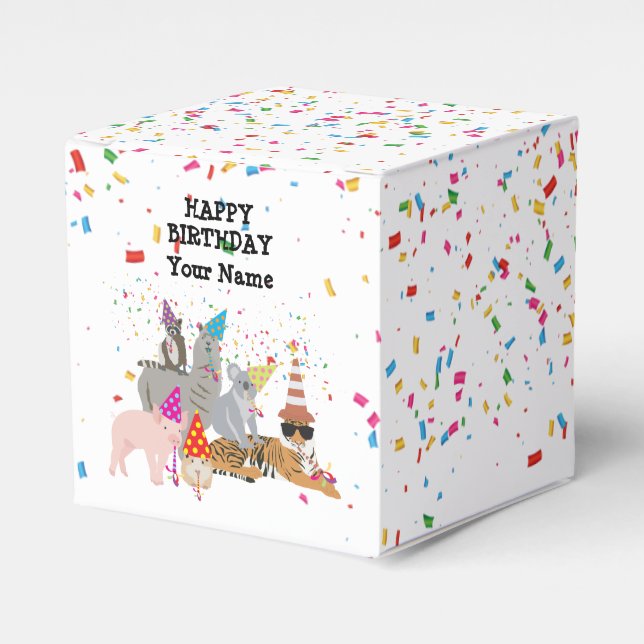 Caja Para Regalos Animales de fiesta - Animales en la fiesta de cump (Costado Anverso)