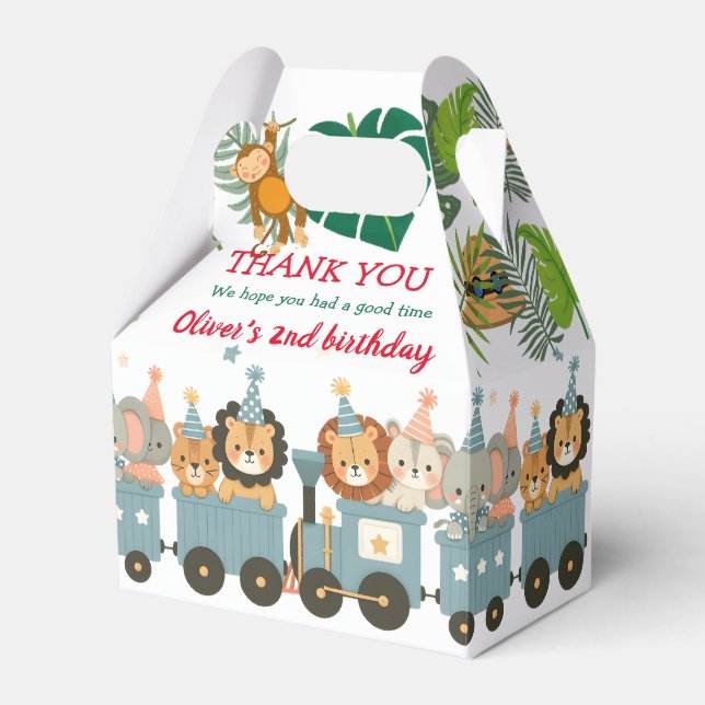 Caja Para Regalos Animales de Fiesta lindo en el tren personalizado (Front Side)