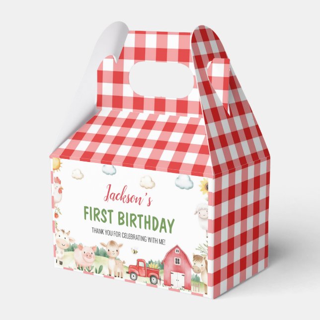 Caja Para Regalos Animales de granja Niños de Barnyard Cumpleaños (Front Side)