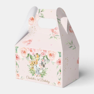 Caja Para Regalos Animales De La Jungla Cuidada Safari Floral Rosa G