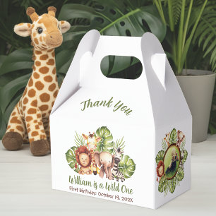 Caja Para Regalos Animales de Safari Foto Fieras de la Jungla Hojas