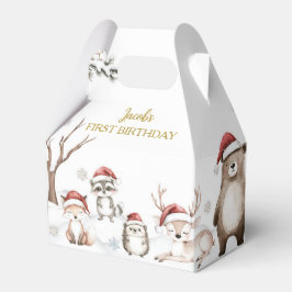 Caja Para Regalos Animales de Winter Woodland First Birthday Gracias